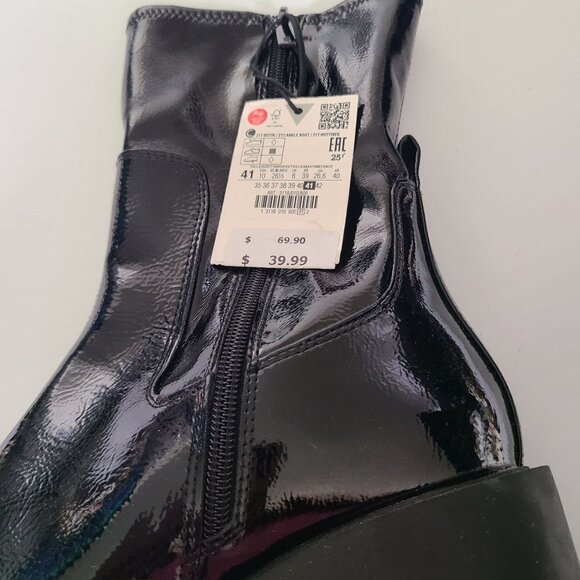 ZARA HIGH-HEEL FAUX PATENT ANKLE BOOTS WITH TRACK SOLE BLACK SIZE 10 | 3118/010 - Picture 6 of 11